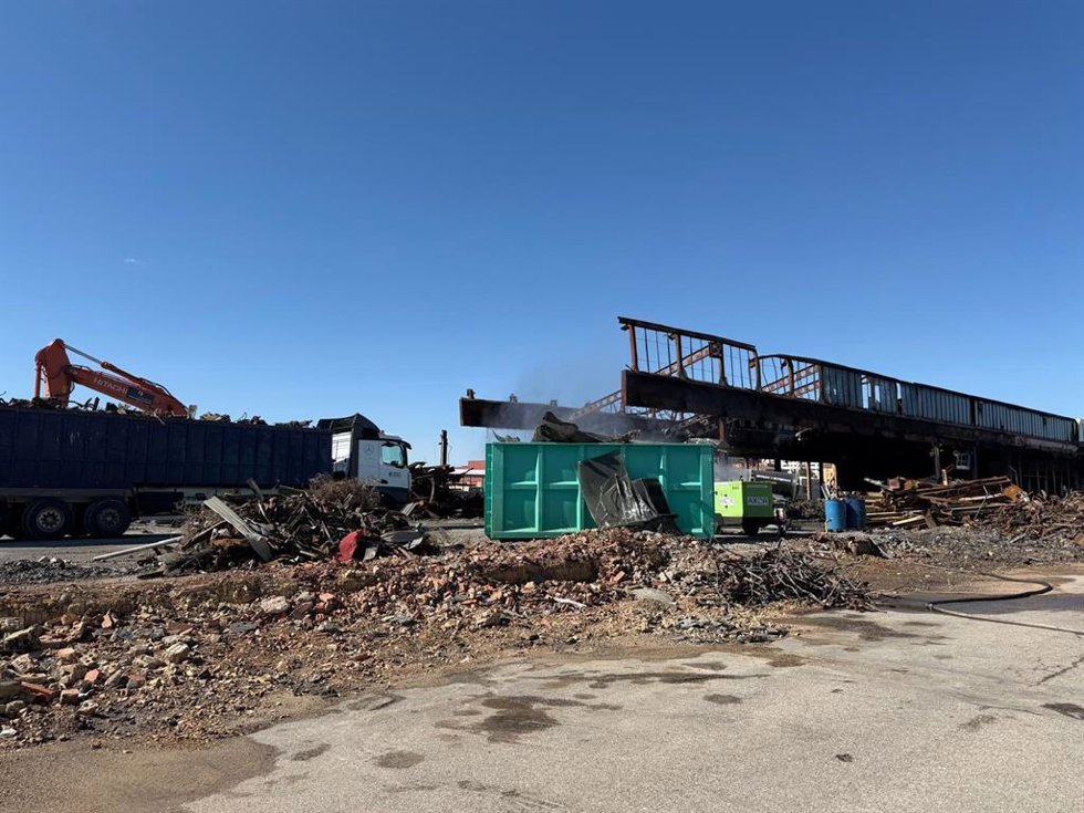 Cocheras incendiadas de Burgos, que serán reconstruidas antes de final de año.
