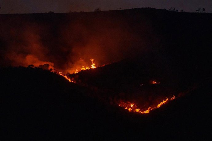 Imágenes nocturnas del incendio forestal de los Gallardos (Almería), a 10 de julio de 2026, en Los Gallardos, Almería, Andalucía (España)