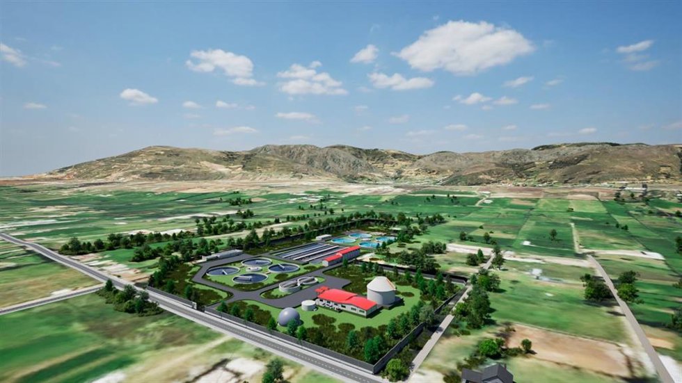 Recreación virtual de la Planta de Tratamiento de Aguas Residuales (PTAR) de Cajamarca (Perú), construida y operada por Aqualia.