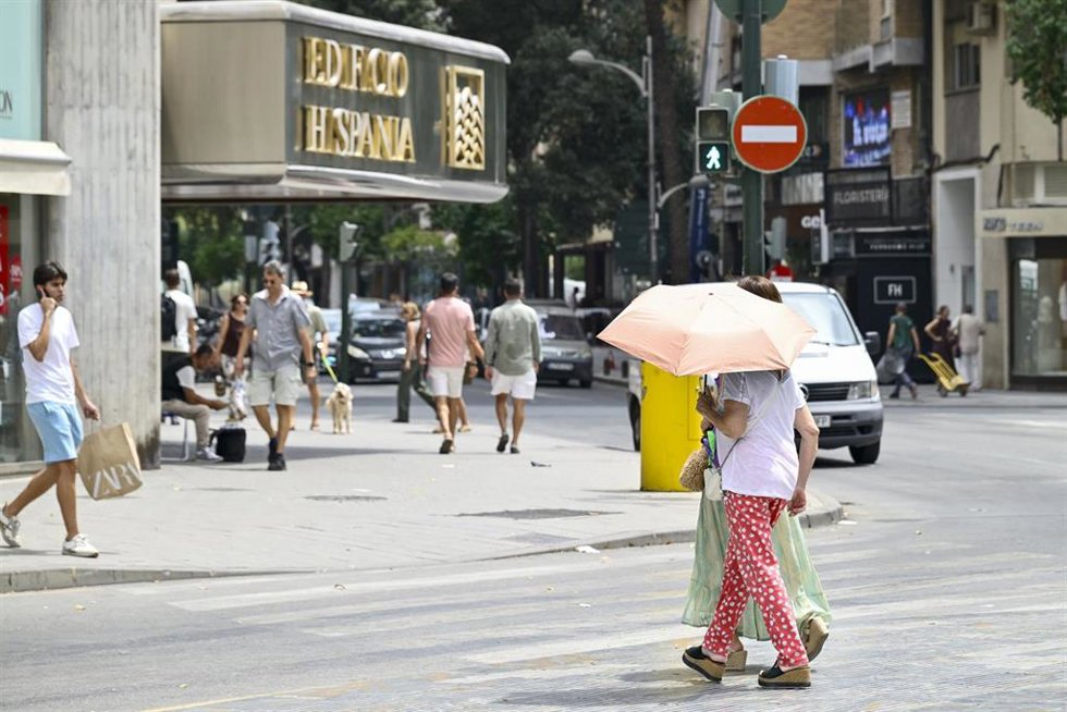 Varias personas caminan por la calle, 