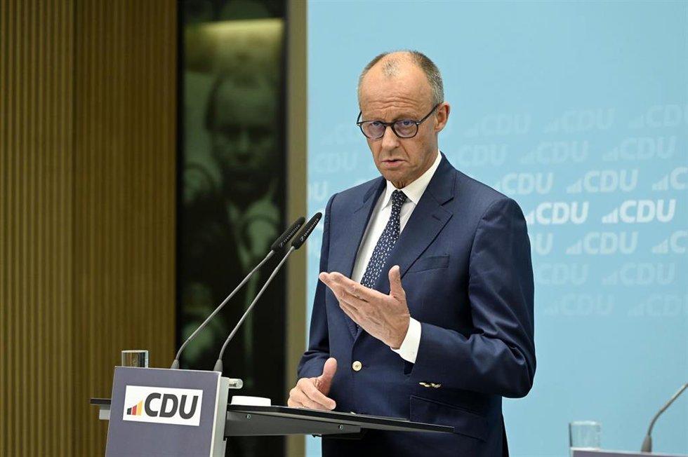 El canciller alemán, Friedrich Merz, durante una rueda de prensa en Berlín.