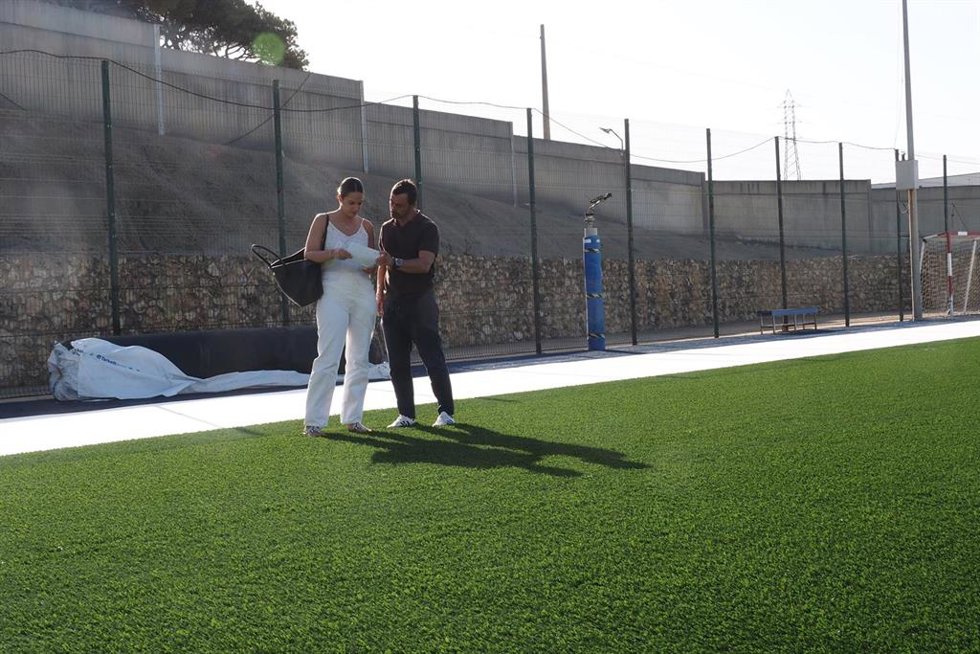 Visita a obras de acondicionamiento de las instalaciones deportivas de Palos de la Frontera.