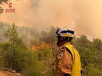 El operativo contra el fuego en Vall d'Uixó llega a la noche con "moderado optimismo" por el cambio de viento