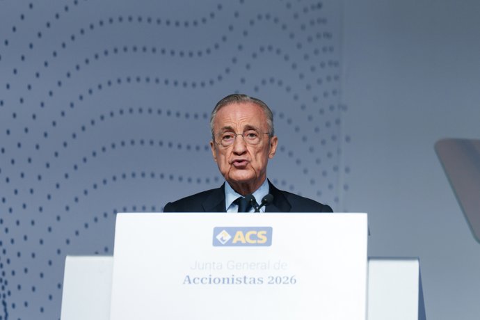 Archivo - El presidente de ACS, Florentino Pérez, durante la junta de accionistas de ACS, en Ifema Madrid, a 8 de mayo de 2026, en Madrid (España). Con la acción girando en torno a su máximo histórico, con una revalorización superior al 60% en lo que va d