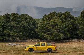 Vista del incendio forestal, a 27 de julio de 2026, en Casillas, Ávila, Castilla y León (España). 