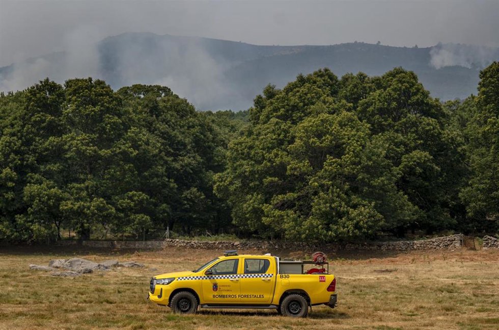 Vista del incendio forestal, a 27 de julio de 2026, en Casillas, Ávila, Castilla y León (España). 