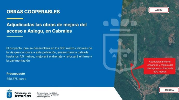 El Gobierno de Asturias adjudica en 351.000 euros la mejora del acceso a Asiegu, en Cabrales