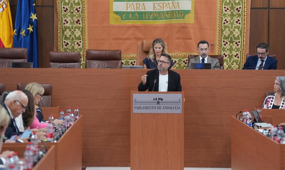 El portavoz de Adelante Andalucía, José Ignacio García interviene en el Pleno del Parlamento andaluz. A 23 de julio de 2026 en Sevilla (Foto de archivo).