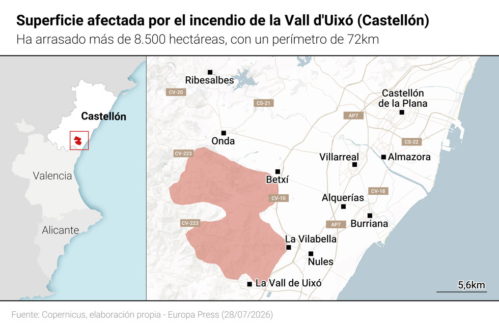 Incendio de la Vall d'Uixó (Castellón)