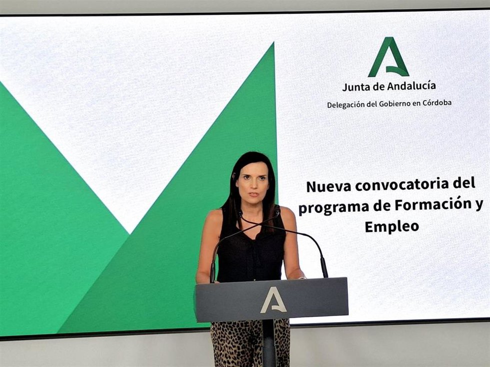 María Dolores Gálvez, durante la presentación de la sexta convocatoria del programa de Empleo y Formación.