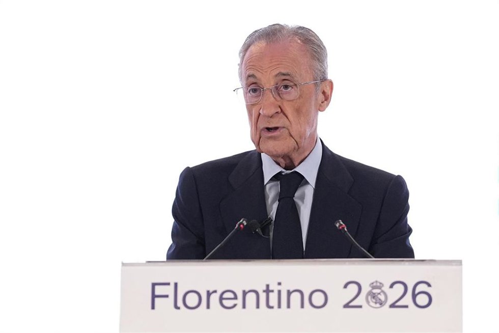 Archivo - El presidente del Real Madrid, Florentino Pérez, tras ganar las elecciones el pasado mes de junio en el hotel Eurobuilding.