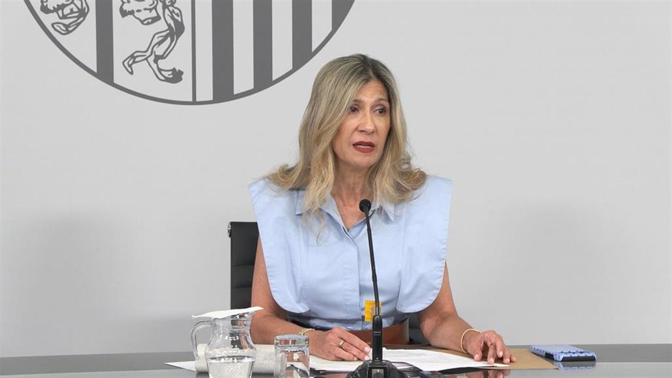 La vicepresidenta del Gobierno de Aragón, Mar Vaquero, en rueda de prensa.