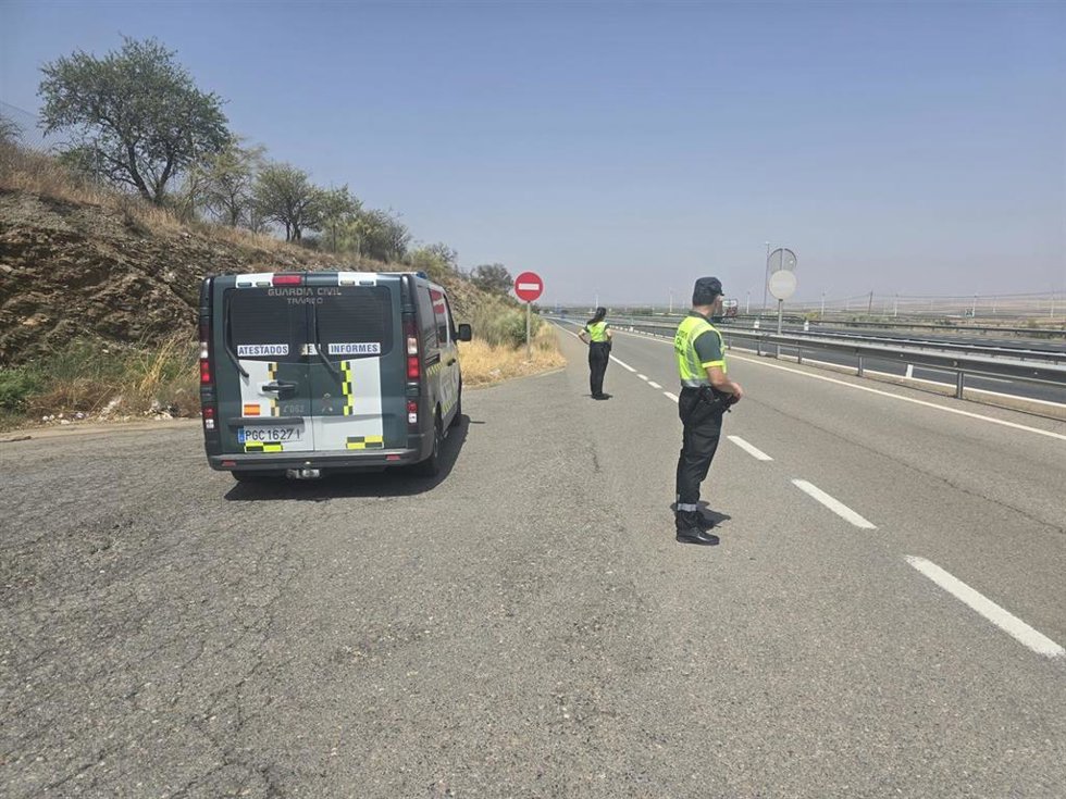 Agentes de la Guardia Civil en una carretera.
