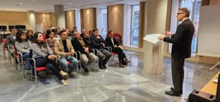 El delegado territorial de Empleo, Empresa y Trabajo Autónomo de la Junta en Almería, Amós García Hueso, durante la presentación del programa Empleo y Formación.