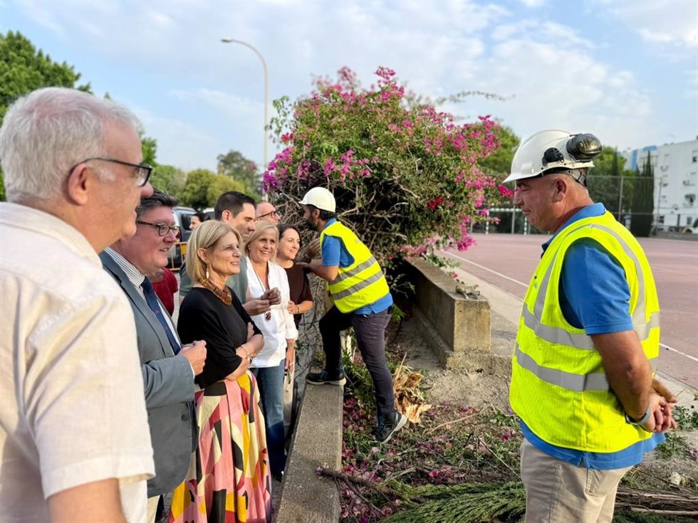 La alcaldesa de Jerez visita las obras del colector en La Granja.