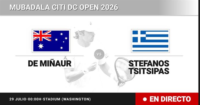 Alex de Minaur - Stefanos Tsitsipas: resumen y estadísticas del partido de Dieciseisavos de final de Mubadala Citi DC Open