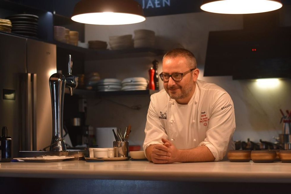 Pedro Sánchez en su restaurante Bagá, en Jaén