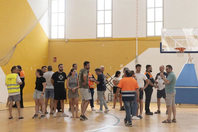 Població de la Vilavella desallotjada en el poliesportiu de Nules, a 25 de juliol del 2026, a Nules, Castelló, Comunitat Valenciana (Espanya). 