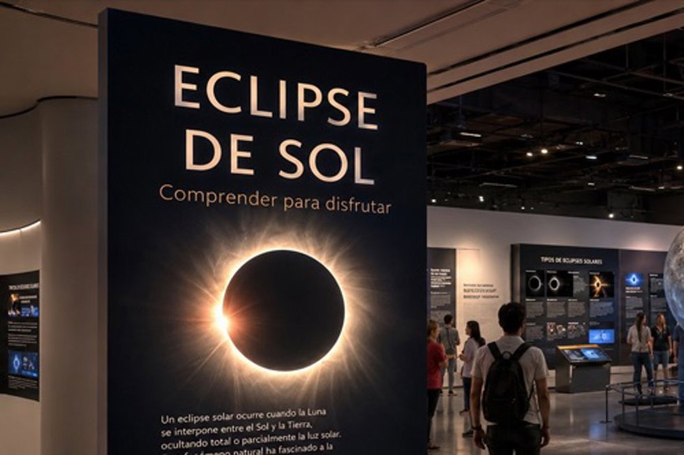 Exposición 'Eclipse de sol, comprender para disfrutar', organizada por la Sociedad Astronómica Asturiana Omega en la, Fundación Alvargonzález, en Gijón.