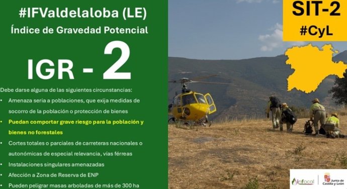 Declarado un incendio forestal con índice de gravedad 2 en Valdelaloba (León)
