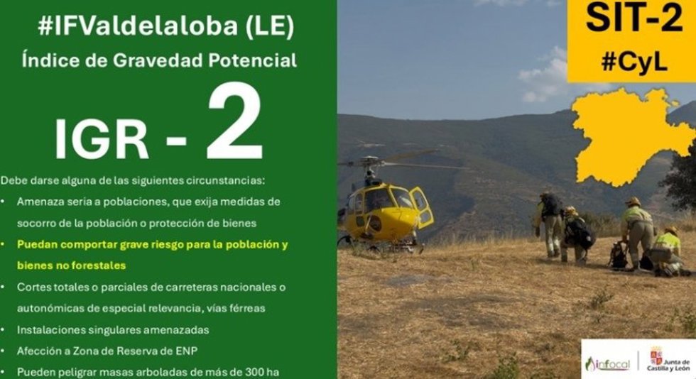 Declarado un incendio forestal con índice de gravedad 2 en Valdelaloba (León)