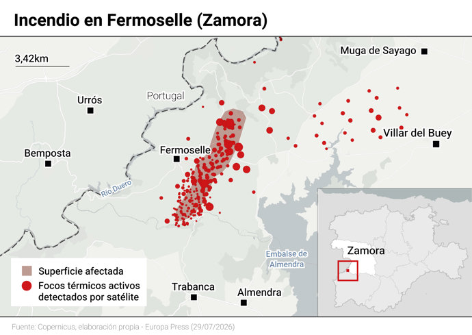 Incendio en Fermoselle (Zamora)