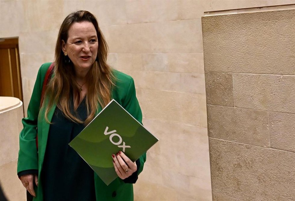 Archivo - La portavoz de Vox en el Parlamento durante el pleno de aprobación de los Presupuestos Generales de Cantabria 2026, a 27 de abril de 2026, en Santander, Cantabria (España). 