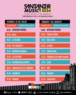 Cartel por horas del Santander Music 2026