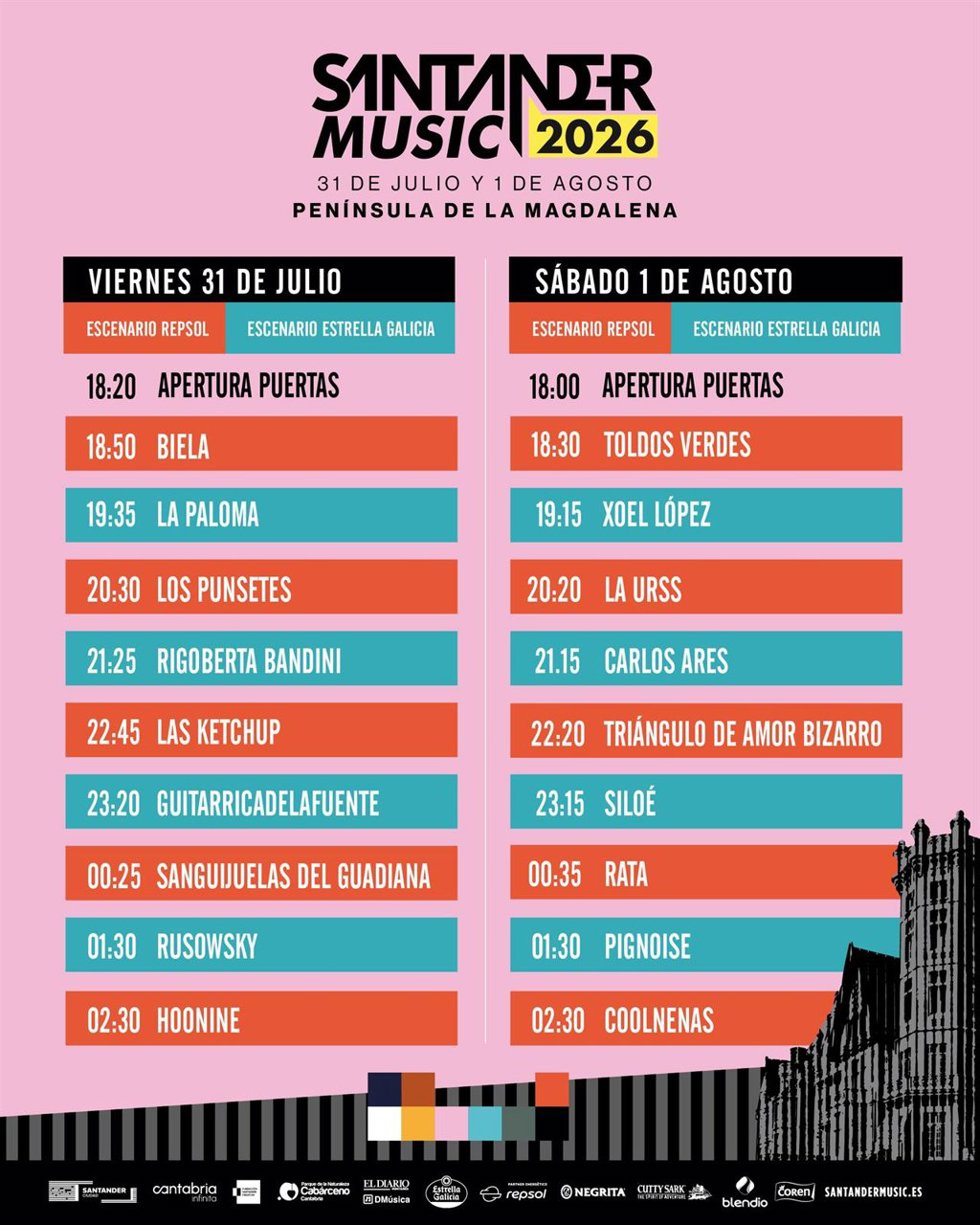 Cartel por horas del Santander Music 2026