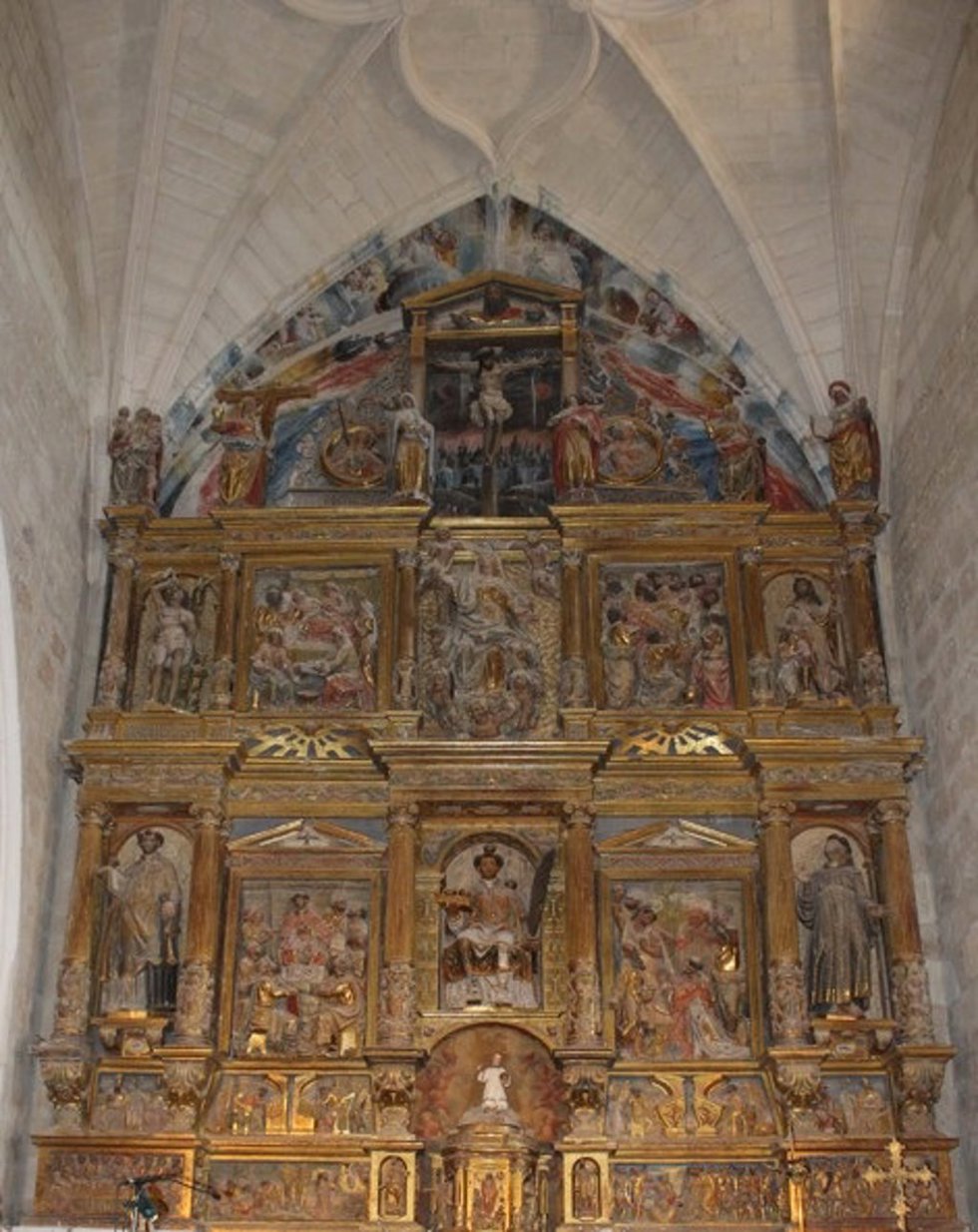 Retablo mayor de la iglesia de San Esteban Protomártir de Mazuela, en la provincia de Burgos
