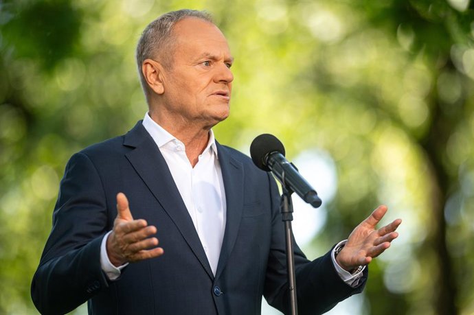 July 29, 2026, Warszawa, Warsaw, Poland: Warszawa 29.07.2026..Prime Minister Donald Tusk and Barbara Mroz-Gorgon, the newly appointed government plenipotentiary for the promotion of the Poland brand, during a joint press conference. --- Premier Donald Tus