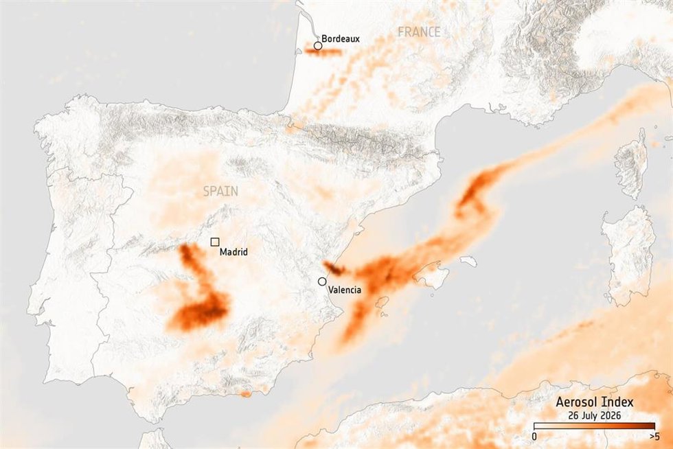 Los incendios forestales en España y Francia generan aerosoles detectados desde el espacio