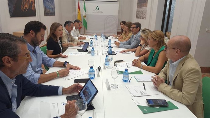 Archivo - Imagen de archivo de la delegada del Gobierno andaluz en Málaga, Patricia Navarro, con el anterior equipo de delegados territoriales.