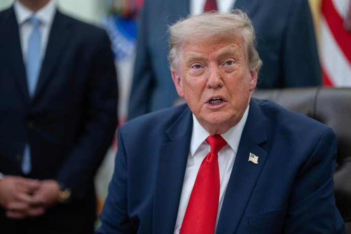 July 29, 2026, Washington, District Of Columbia, USA: United States President Donald J Trump gives remarks in the Oval Office of the White House in Washington, DC, USA on Wednesday, July 29, 2026. President Trump is expected to announce a redesign and ove