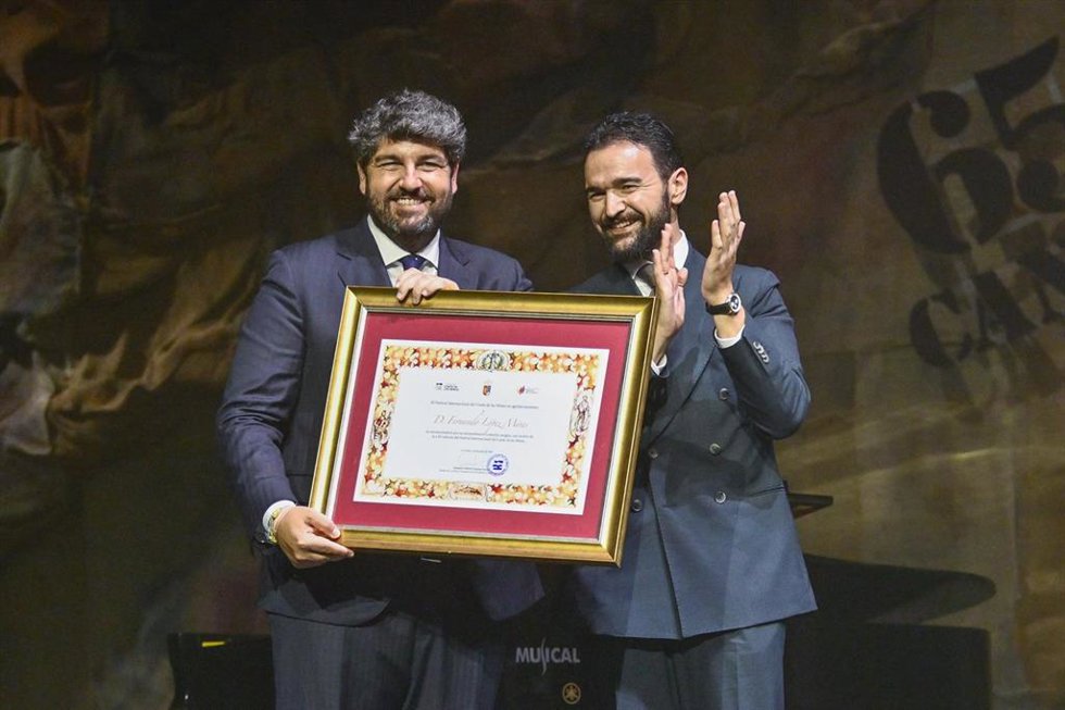 El presidente de la Comunidad, Fernando López Miras, pregonó este jueves la 65 edición del Festival Internacional del Cante de las Minas.