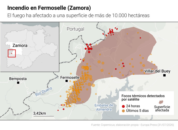 Incendio en Fermoselle (Zamora)