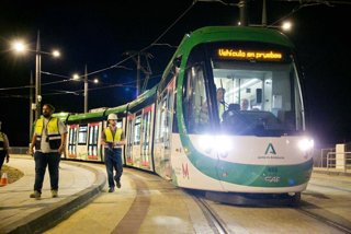 Prueba con trenes de la prolongación del Metro de Granada hasta Las Gabias.