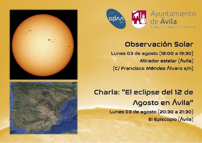 El Ayuntamiento de Ávila abre boca para el eclipse del 12 de agosto con una observación solar y una charla