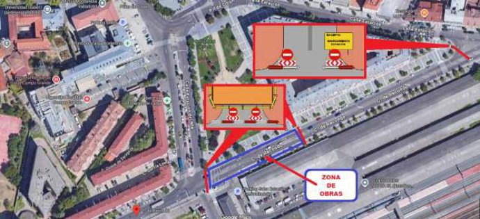 Gráfico sobre el corte de tráfico en la calle Recondo de Valladolid.
