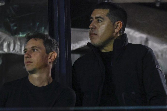 Futbol, Universidad Catolica vs Boca Juniors. Copa Libertadores 2026. El Presidente de Boca Juniors Roman Riquelme es fotografiado durante el partido del grupo D de la Copa Libertadores contra Universidad Catolica disputado en el Claro Arena de Santiago,