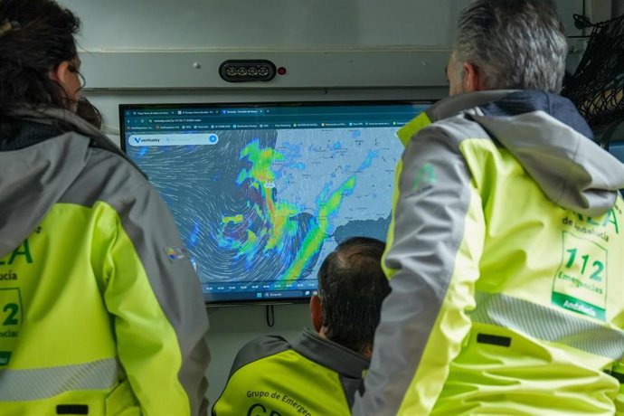 Archivo - Imágenes del Puesto de Mando Avanzado en las  inundaciones del Palmar de Troya. A 20 de febrero de 2025 en El Palmar de Troya, Sevilla (Andalucía, España). 