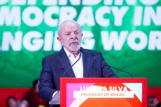 (Foto de ARCHIVO)  El presidente de Brasil, Luiz Inácio Lula da Silva, interviene durante la segunda y última jornada del Global Progressive Mobilisation, a 18 de abril de 2026, en Barcelona, Catalunya (España). La Global Progressive Mobilisation (GPM)
