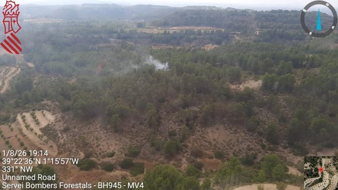 Vista aérea del incendio de Requena