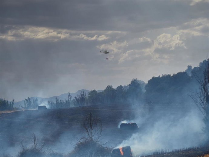 Archivo - Imagen de archivo del incendio forestal en Ezcabarte el pasado 25 de junio.