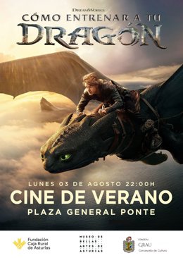Grado acoge este lunes la proyección al aire libre de 'Cómo entrenar a tu dragón'