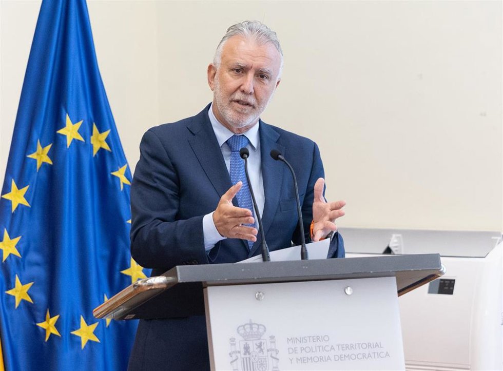 El ministro de Política Territorial y Memoria Democrática, Ángel Víctor Torres, en una comparecencia, a 8 de julio de 2026, en Madrid (España).