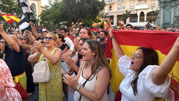 Manifestación convocada por Vito Quiles tras la crisis migratoria en Ceuta, a 2 de agosto de 2025.