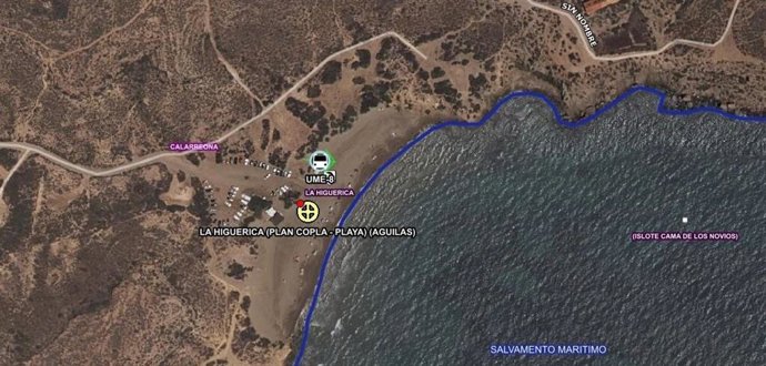 Rescatado en estado grave un bañista en la playa de la Higuerica, en Águilas