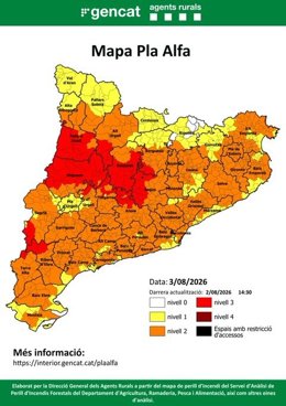 Pla Alfa de este lunes 3 de agosto, publicado en 'X' por los Agents Rurals de Catalunya.