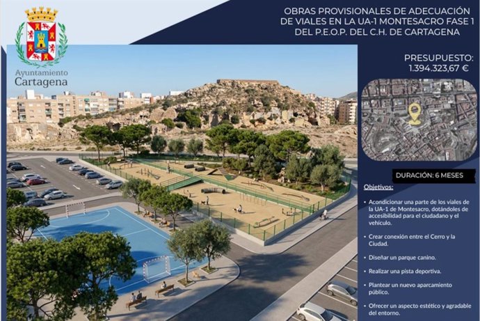 Cartagena inicia las obras para conectar las dos laderas del Monte Sacro